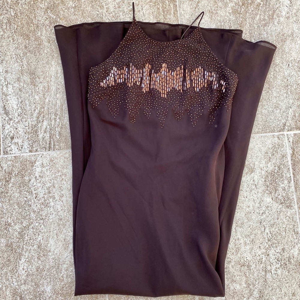 Brown long evening dress